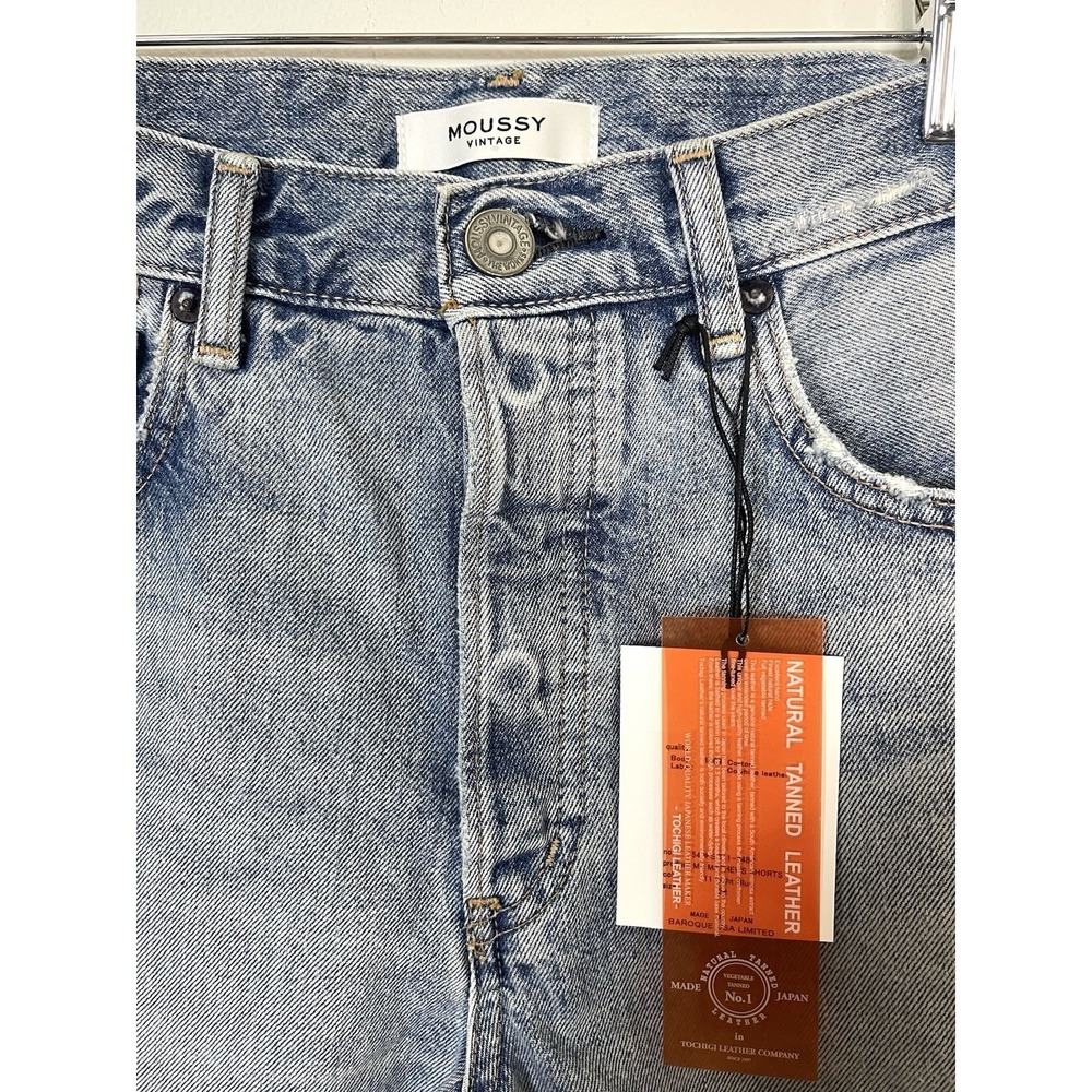 New! MOUSSY VINTAGE Mathews Cut Off Short Light Blue Distressed Raw Hem Denim 28 - Picture 6 of 16